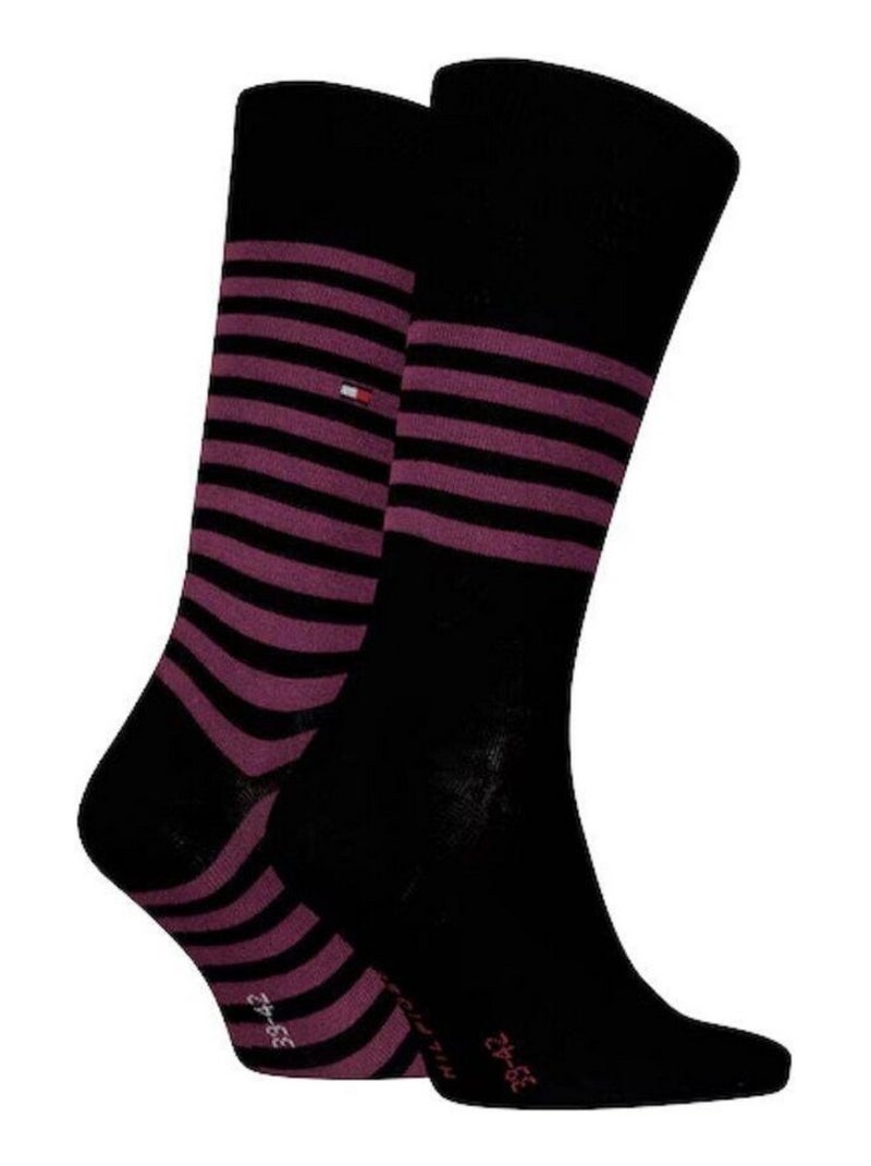 Tommy Hilfiger - Chaussettes motif/style rayures contrastées Noir - Kiabi