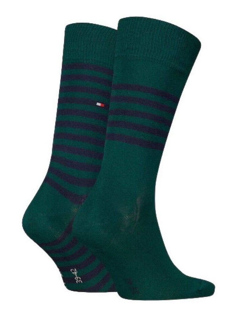 Tommy Hilfiger - Chaussettes motif/style rayures contrastées Vert fluo - Kiabi