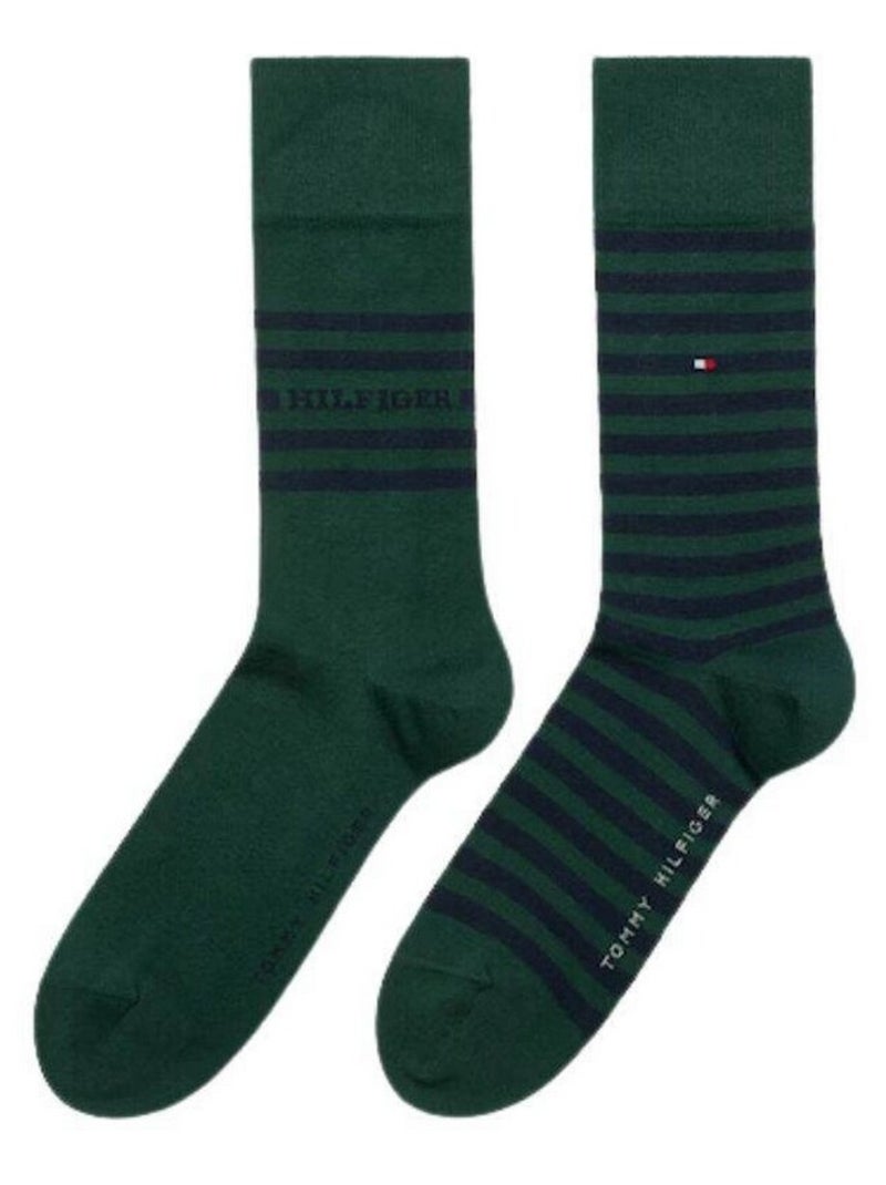 Tommy Hilfiger - Chaussettes motif/style rayures contrastées Vert fluo - Kiabi