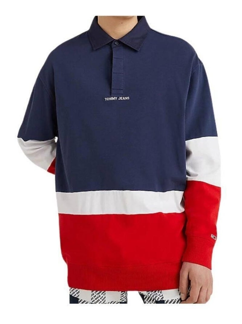 Tommy Hilfiger - Polo manches longues motif/style blocs de couleurs Bleu marine - Kiabi