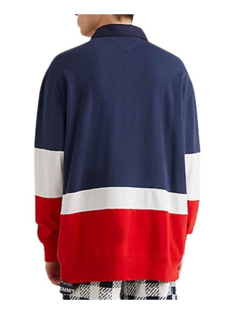 Tommy Hilfiger - Polo manches longues motif/style blocs de couleurs Bleu marine - Kiabi
