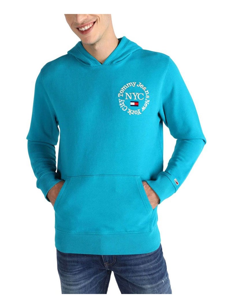 Tommy Hilfiger - Sweat à capuche motif/style logo Bleu lagon - Kiabi