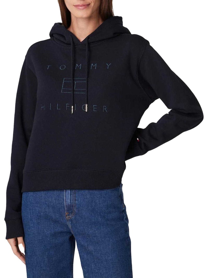 Tommy Hilfiger - Sweat à capuche motif/style Logo brodé Bleu marine - Kiabi