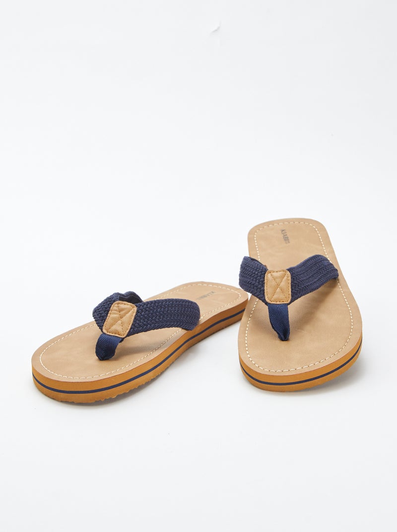 Tong avec brides en toile Beige/Marine - Kiabi