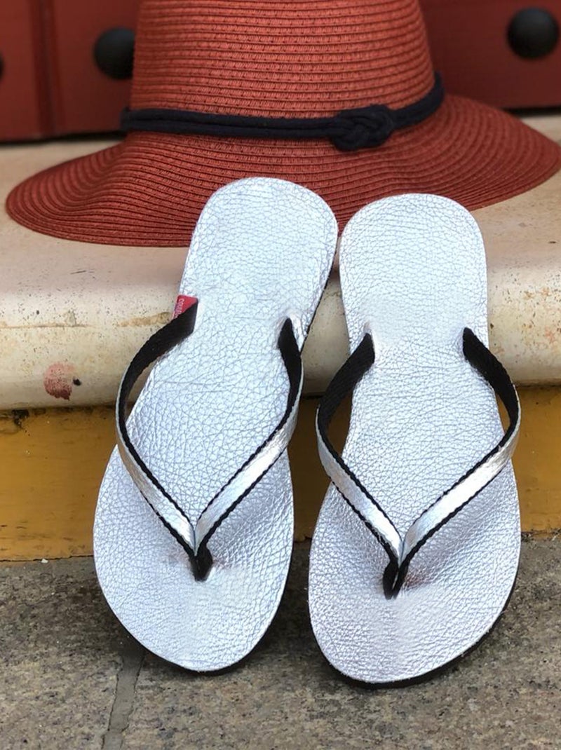 Tong collection BB Cuir Argent - Kiabi