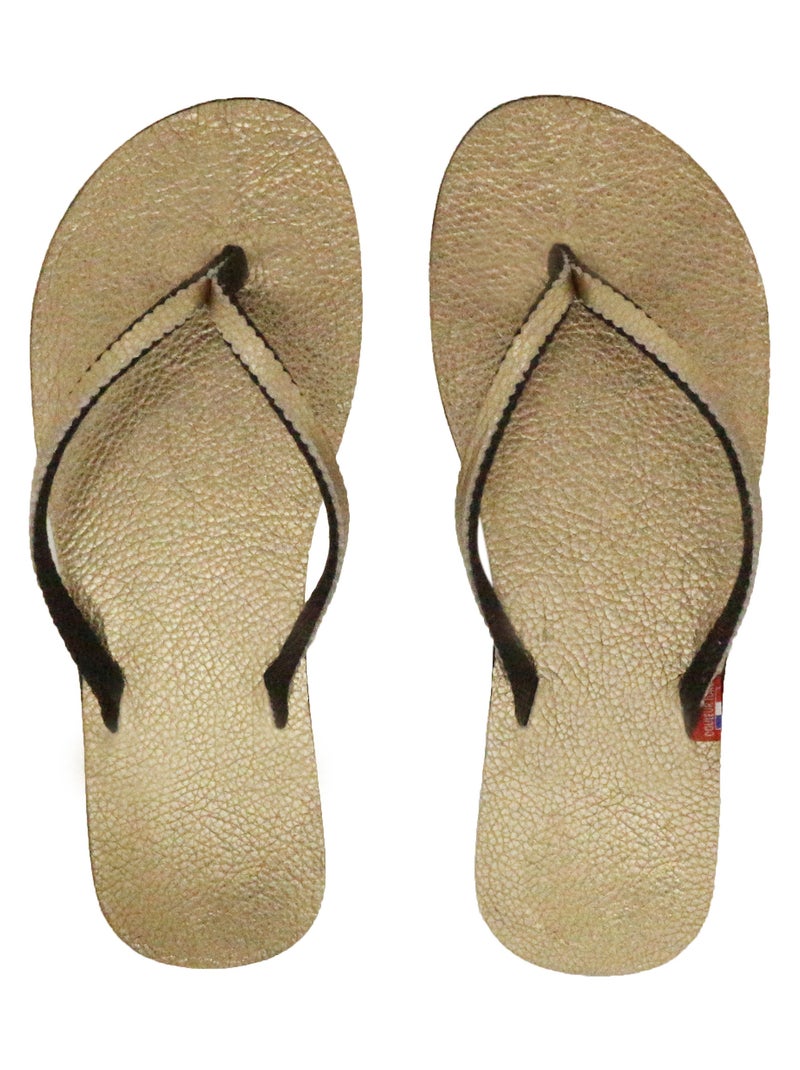 Tong collection BB Cuir Jaune or - Kiabi