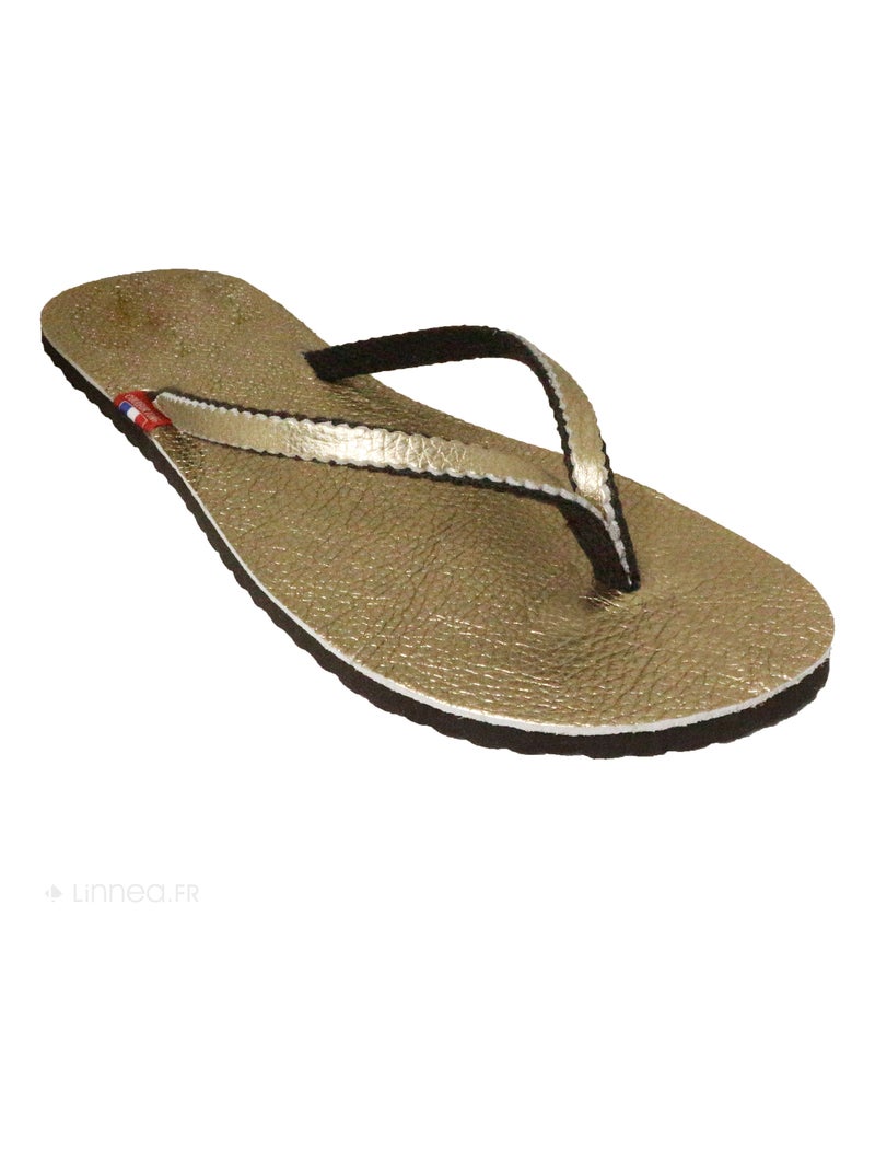 Tong collection BB Cuir Jaune or - Kiabi