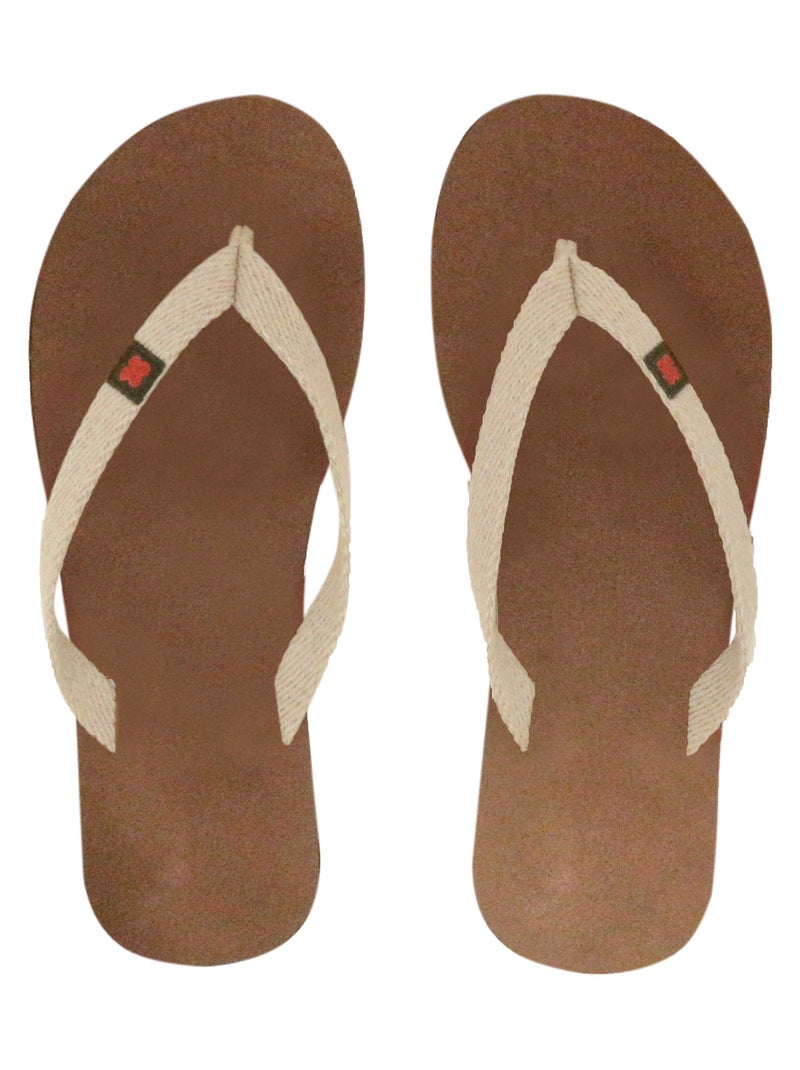 Tong cuir tanage végétal collection TIARE Ecru - Kiabi