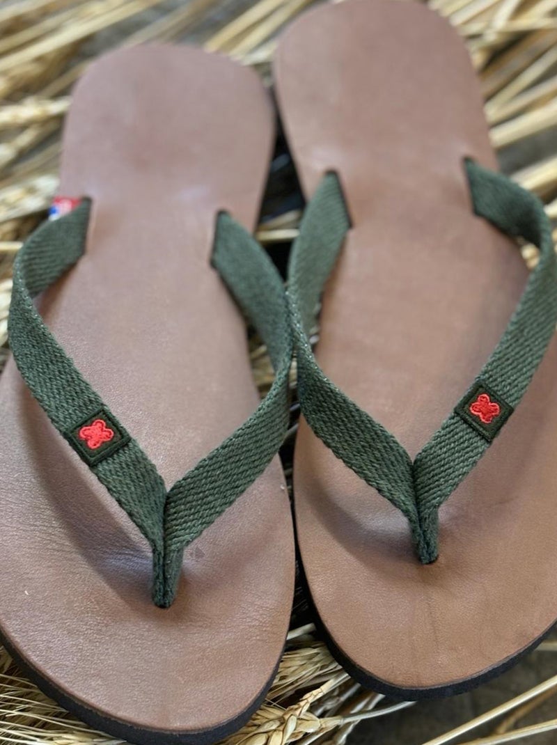 Tong cuir tanage végétal collection TIARE Vert - Kiabi