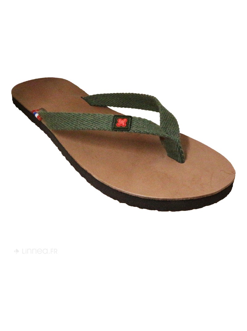 Tong cuir tanage végétal collection TIARE Vert - Kiabi