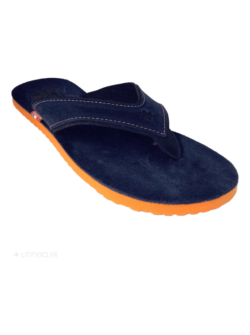 Tong en cuir collection SPERONE Cuir Bleu marine - Kiabi