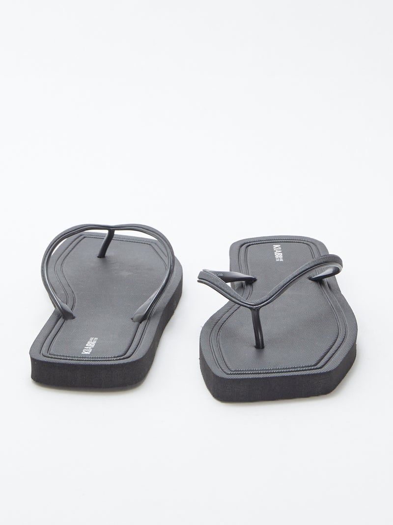 Tongs à bout carré avec détails brillants NOIR - Kiabi