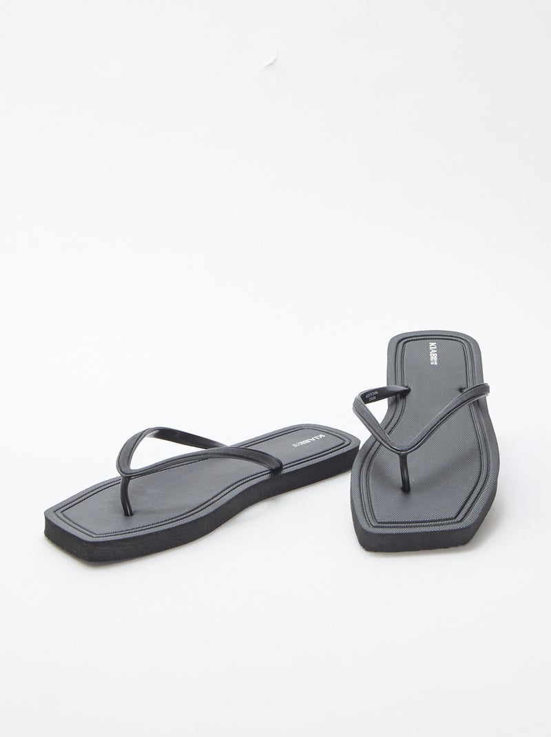 Tongs à bout carré avec détails brillants NOIR - Kiabi