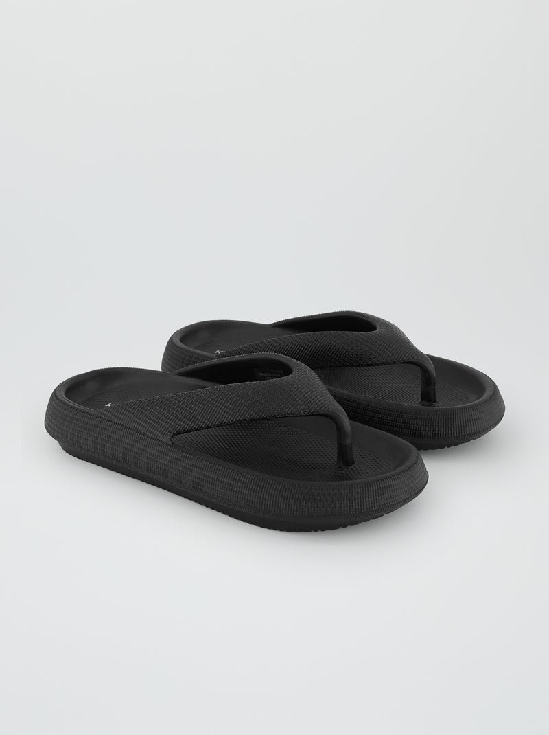 Tongs à semelles épaisses Noir - Kiabi
