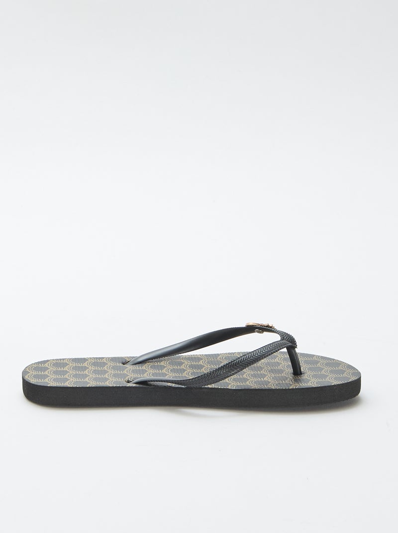 Tongs à semelles imprimées Noir - Kiabi