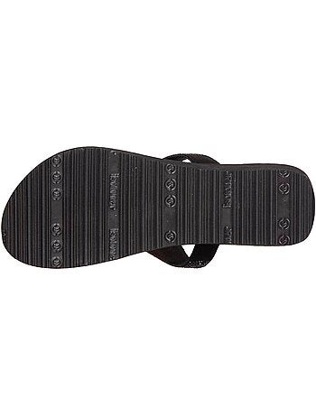 Tongs à talon 4 cm, tiges larges et perlées isotoner