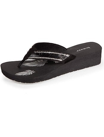 Tongs talon 4 cm, semelle confortable et légère, sandale de plage, piscine Isotoner