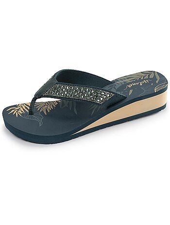 Tongs talon 4 cm, semelle confortable et légère, sandale de plage, piscine Isotoner