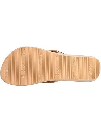 Tongs semelle synthétique, tige en perles, talon compensé 4 cm isotoner