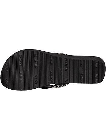 Tongs semelle synthétique, tige en perles, talon compensé 4 cm isotoner