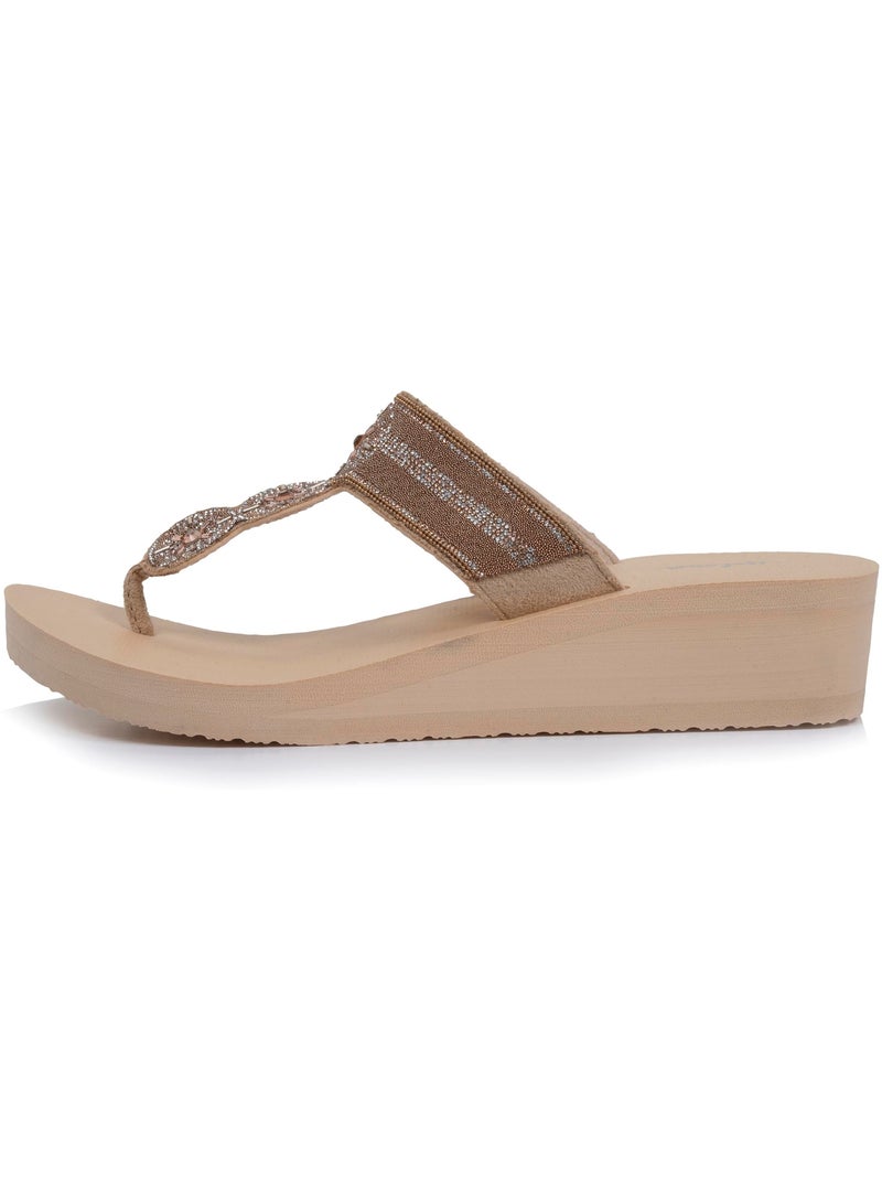 Tongs à talon de 4cm ultra confortables  isotoner Beige - Kiabi