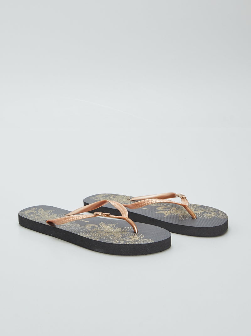Tongs ananas noir - Kiabi