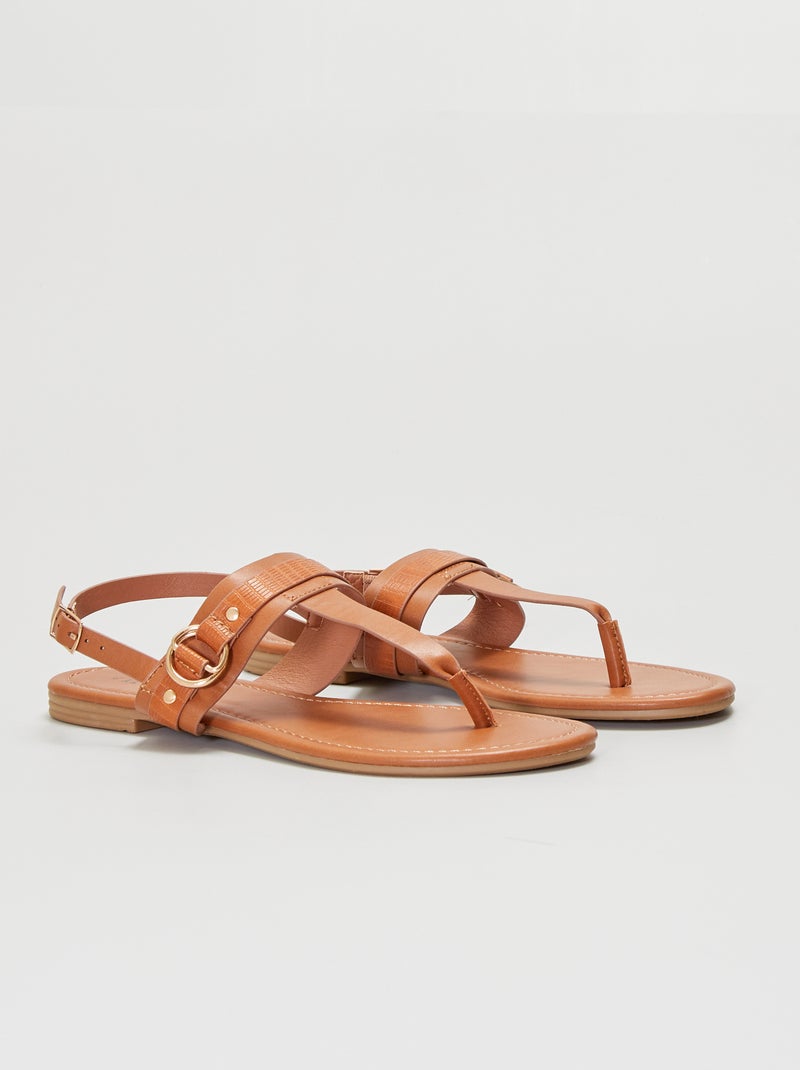 Tongs avec bride de maintien camel - Kiabi