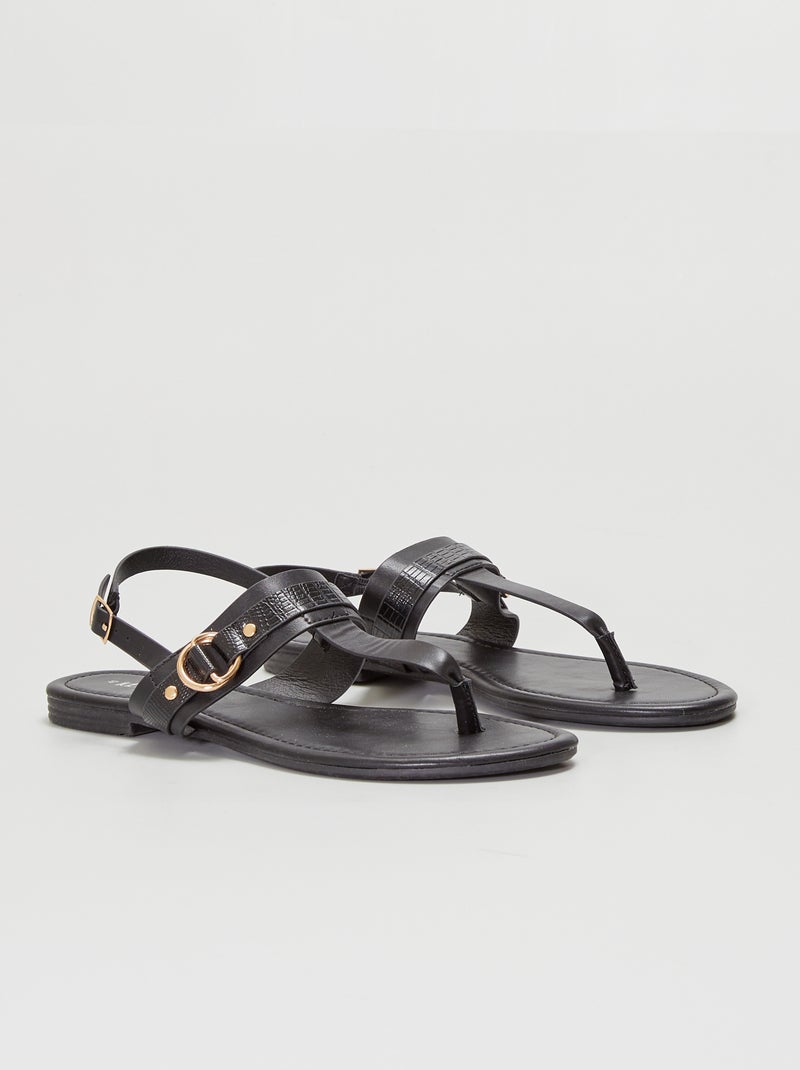 Tongs avec bride de maintien noir - Kiabi