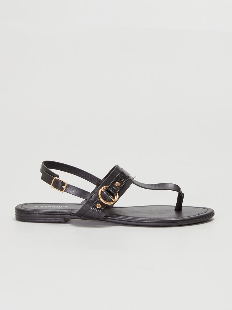 Tongs avec bride de maintien noir - Kiabi