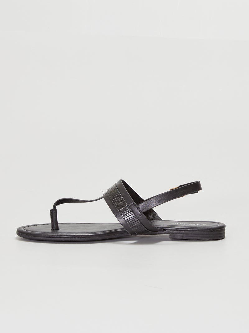 Tongs avec bride de maintien noir - Kiabi