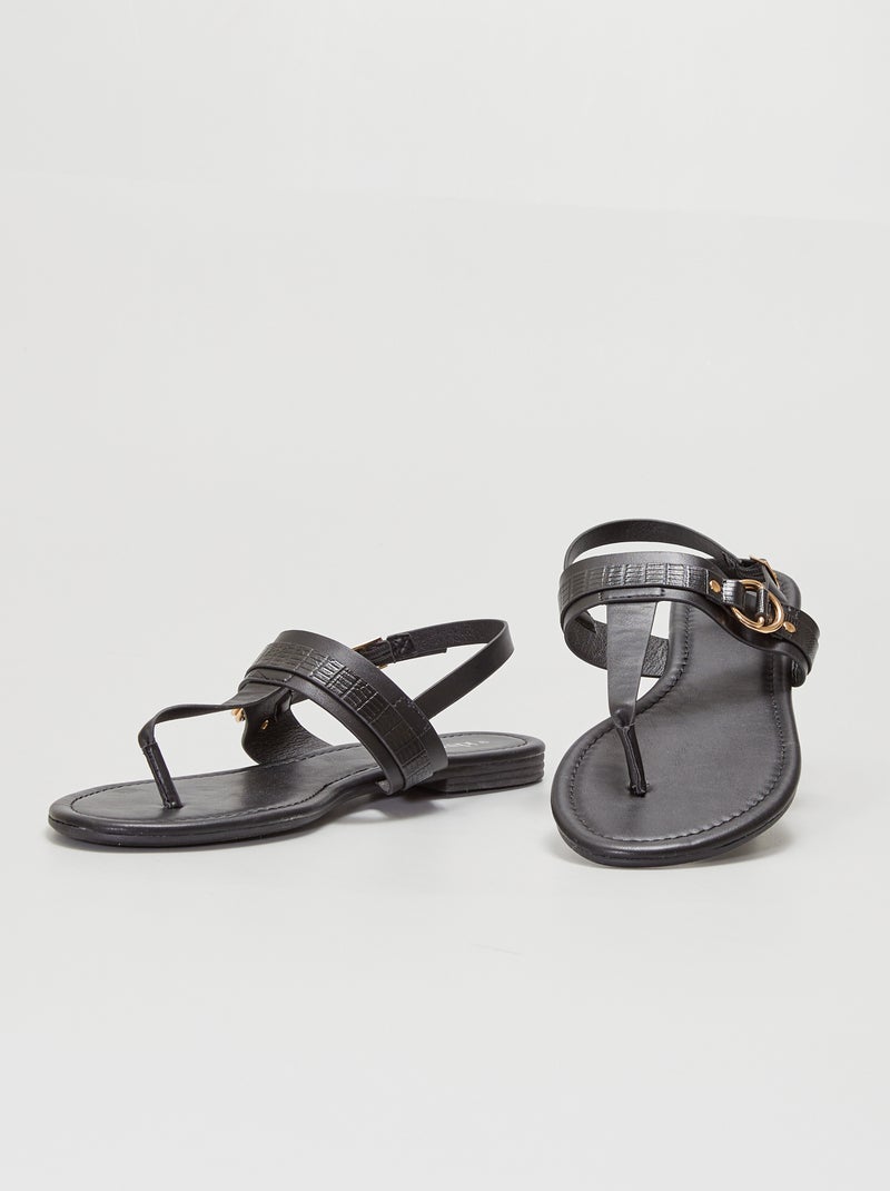 Tongs avec bride de maintien noir - Kiabi