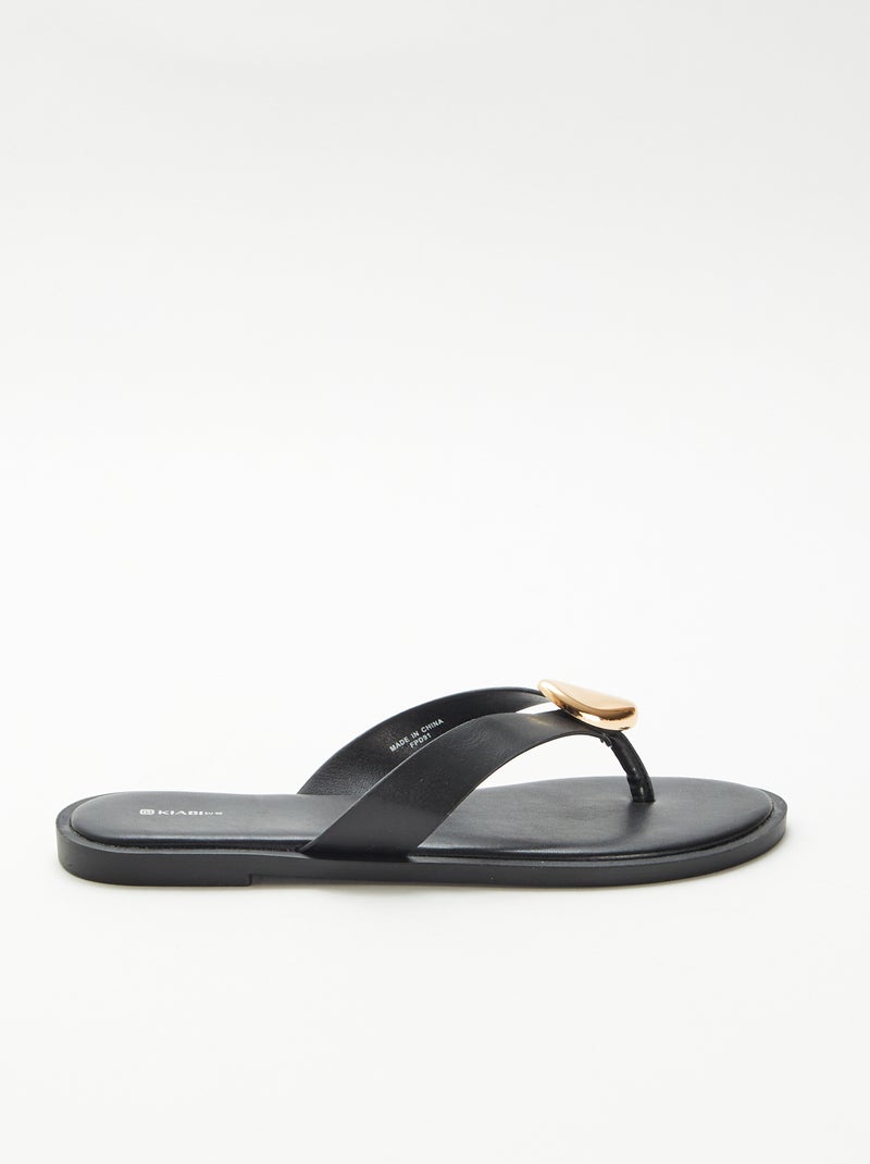 Tongs avec détail bijou métallique Noir - Kiabi