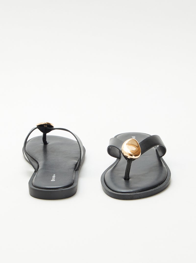 Tongs avec détail bijou métallique Noir - Kiabi