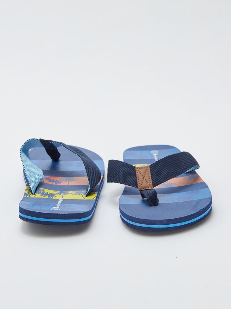 Tongs avec imprimé palmiers 'My beach spirit' BLEU - Kiabi
