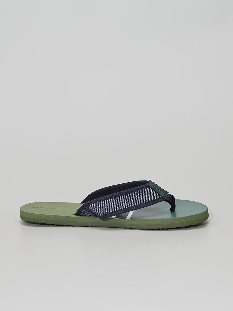 Tongs avec lanières en textile Kaki - Kiabi
