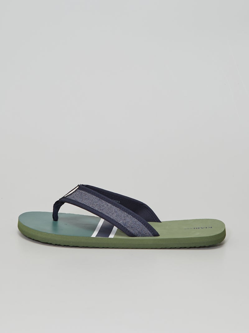 Tongs avec lanières en textile Kaki - Kiabi