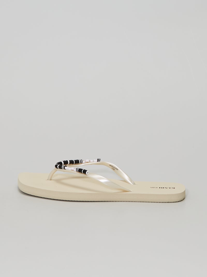 Tongs avec perles fantaisie Beige - Kiabi