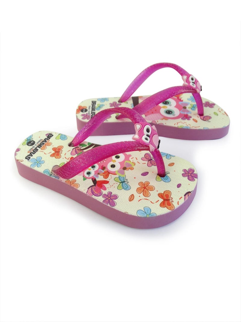 Tongs Brasileras pour enfants avec semelle en gomme Rose fushia - Kiabi