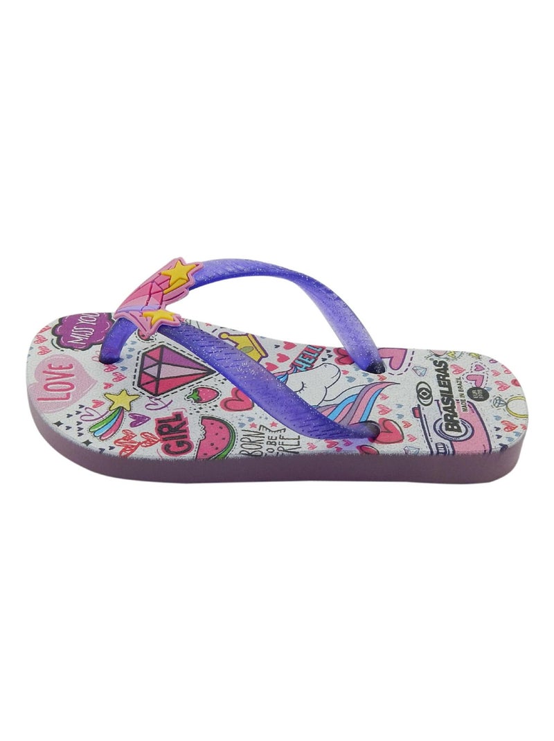 Tongs Brasileras pour enfants Brasileras semelle en gomme Mauve lilas - Kiabi