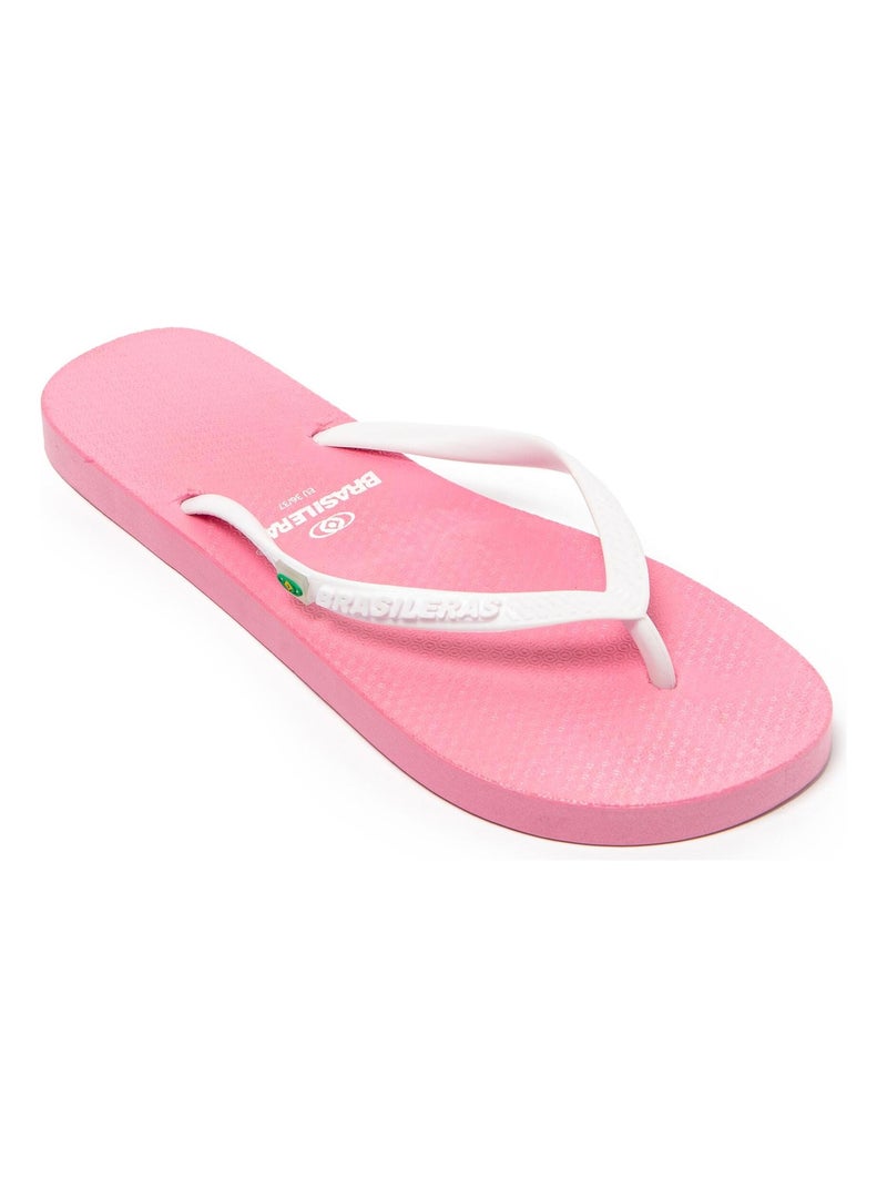 Tongs Brasileras pour femme avec semelle en gomme antidérapante Blanc Rose - Kiabi