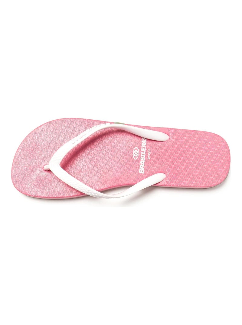 Tongs Brasileras pour femme avec semelle en gomme antidérapante Blanc Rose - Kiabi