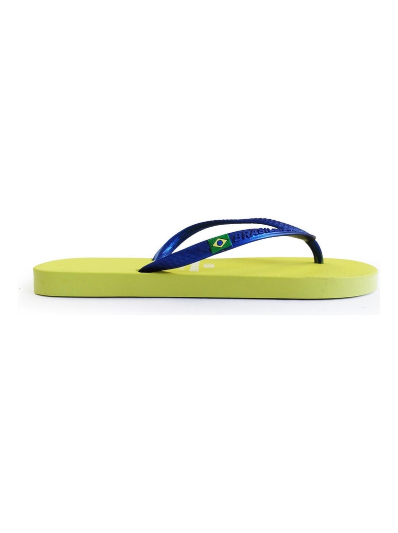 Tongs Brasileras pour femme avec semelle en gomme Blanc Jaune Bleu - Kiabi