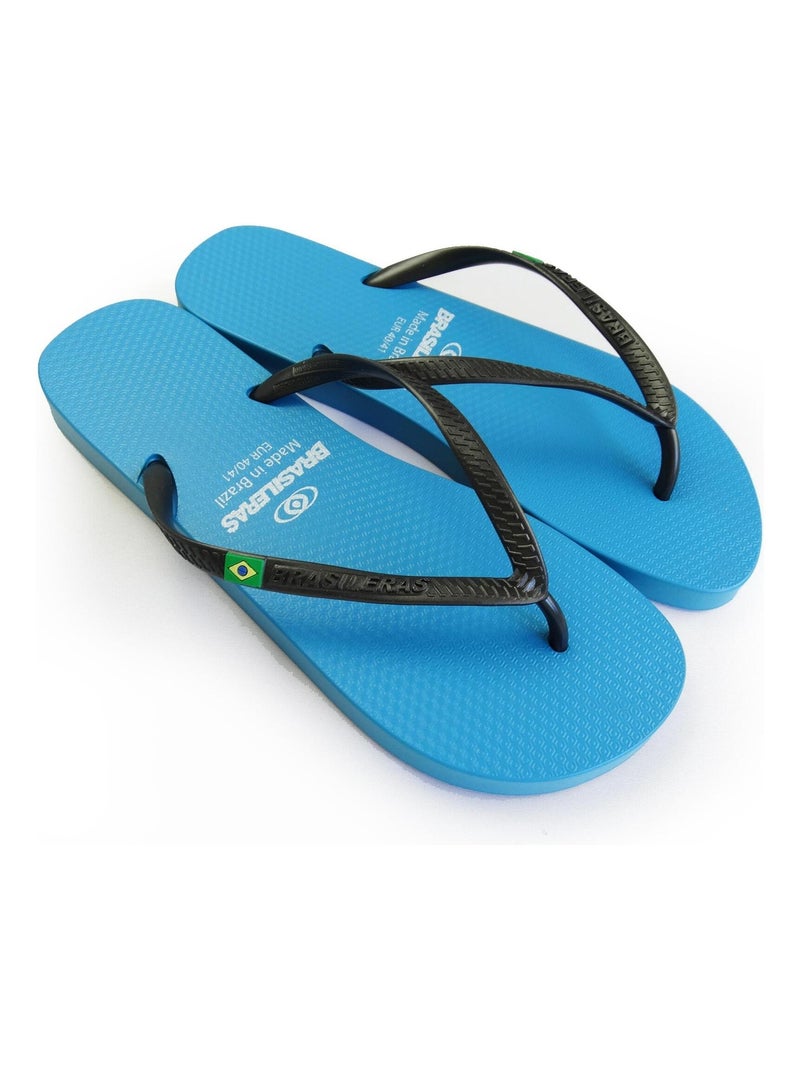 Tongs Brasileras pour femme avec semelle en gomme Bleu Noir - Kiabi