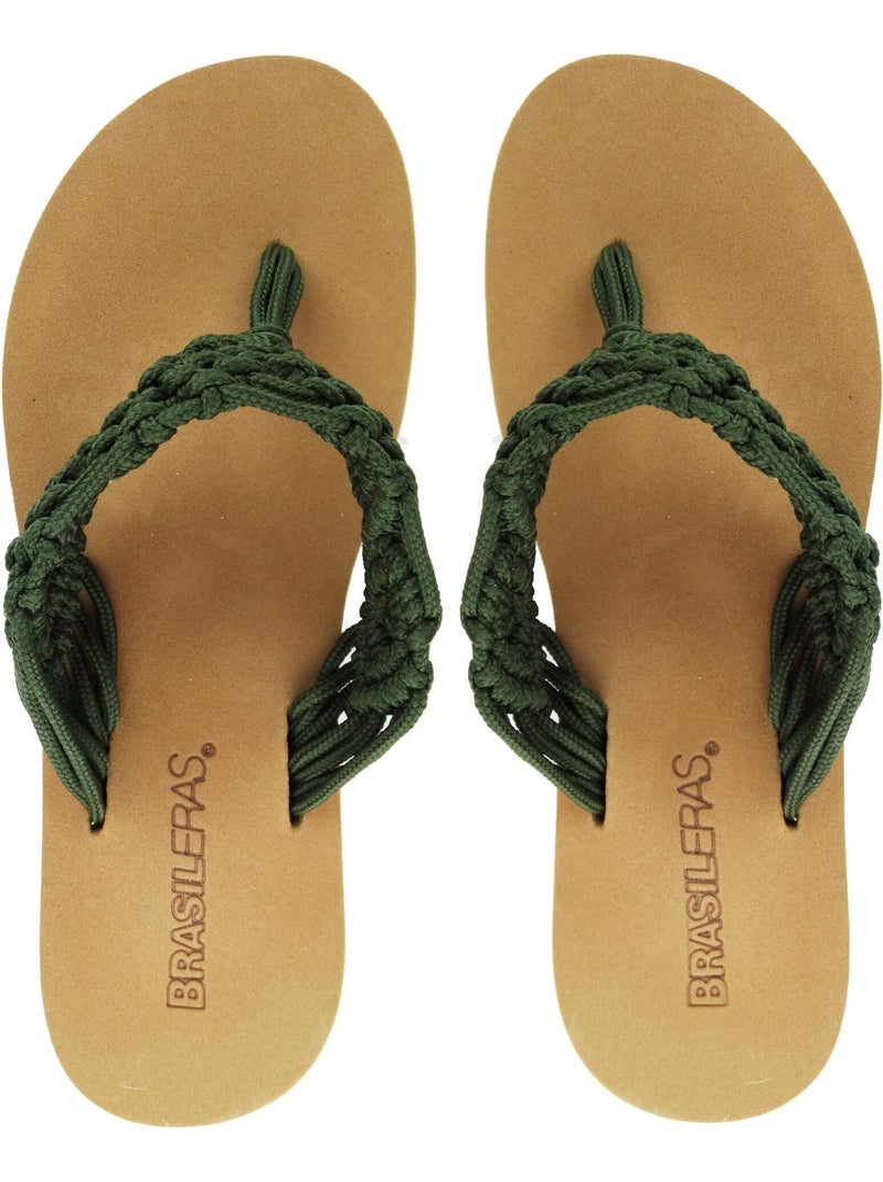 Tongs Brasileras pour femme avec semelle en gomme Vert forêt - Kiabi