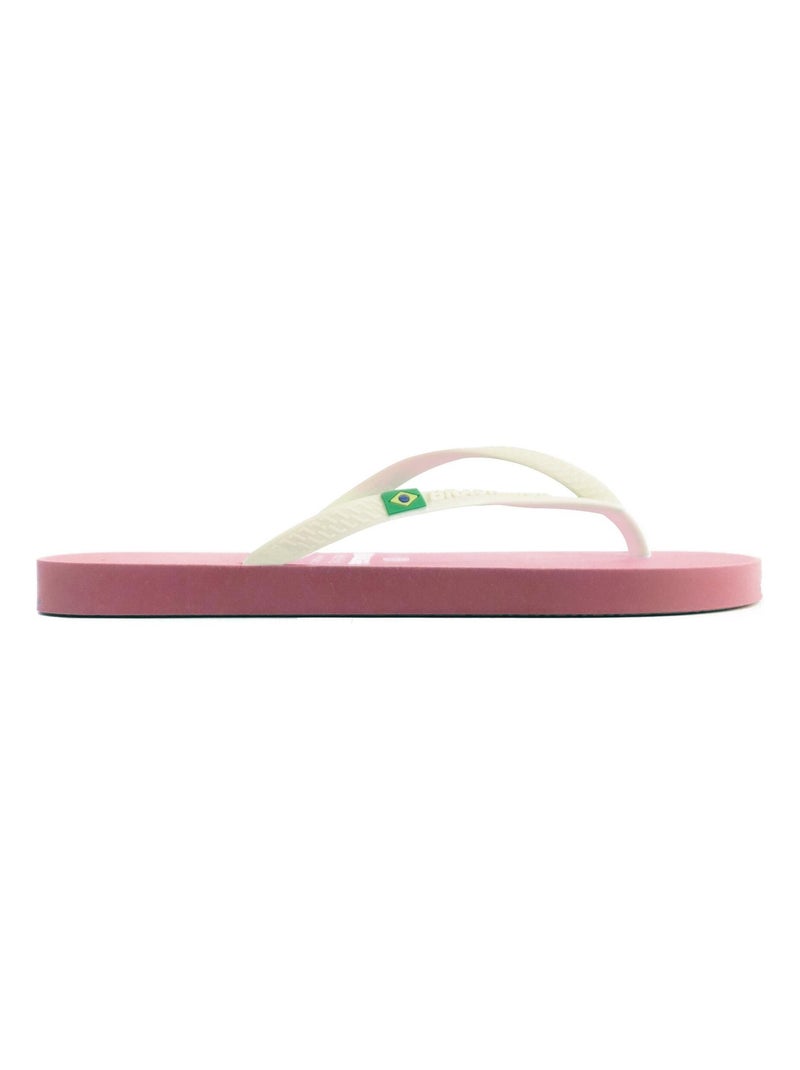 Tongs Brasileras pour femmes avec semelles en gomme Blanc Rose Blanc - Kiabi