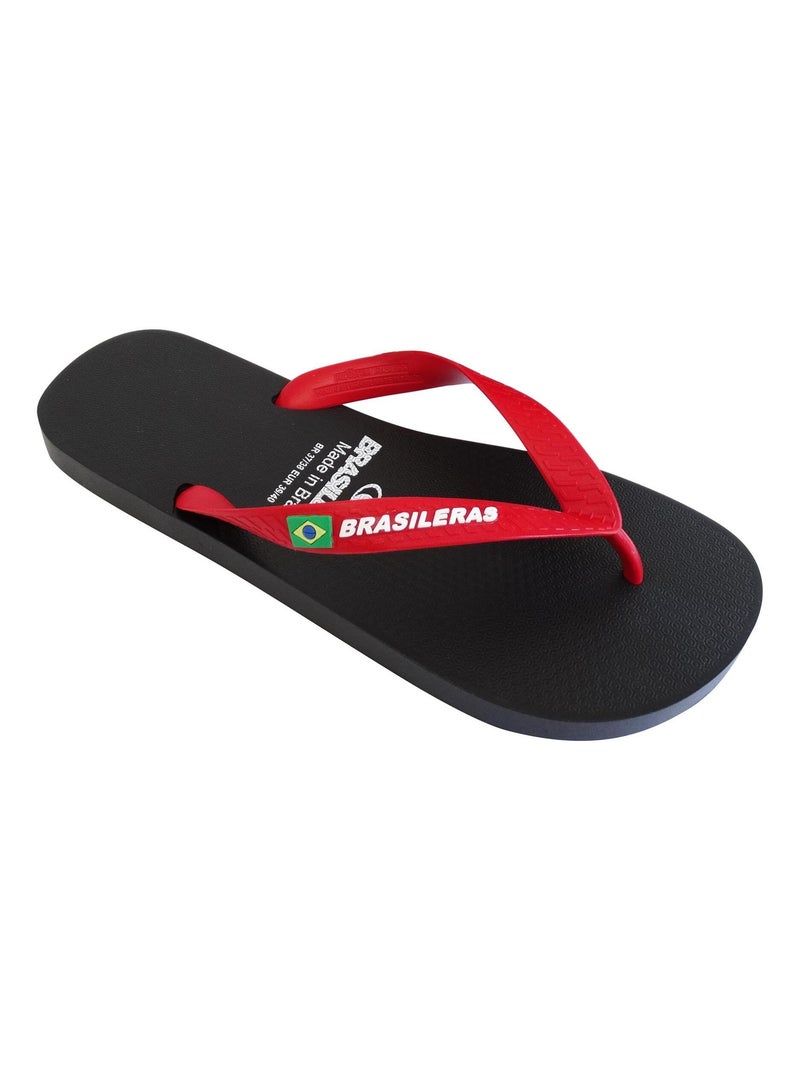 Tongs Brasileras pour hommes avec semelles en gomme Noir Rouge - Kiabi