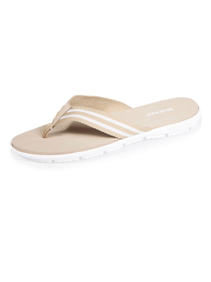 Tongs confort et tige à rayure  Isotoner Beige - Kiabi