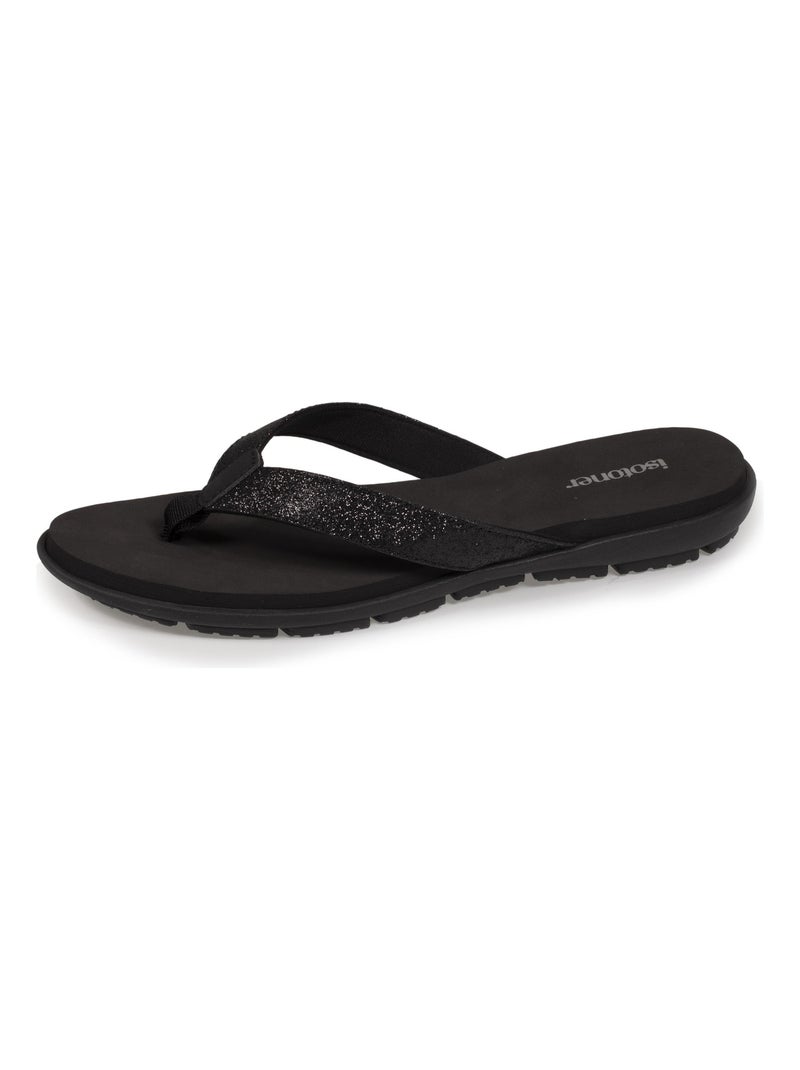 Tongs confortables et détail tiges à paillettes  Isotoner Noir - Kiabi
