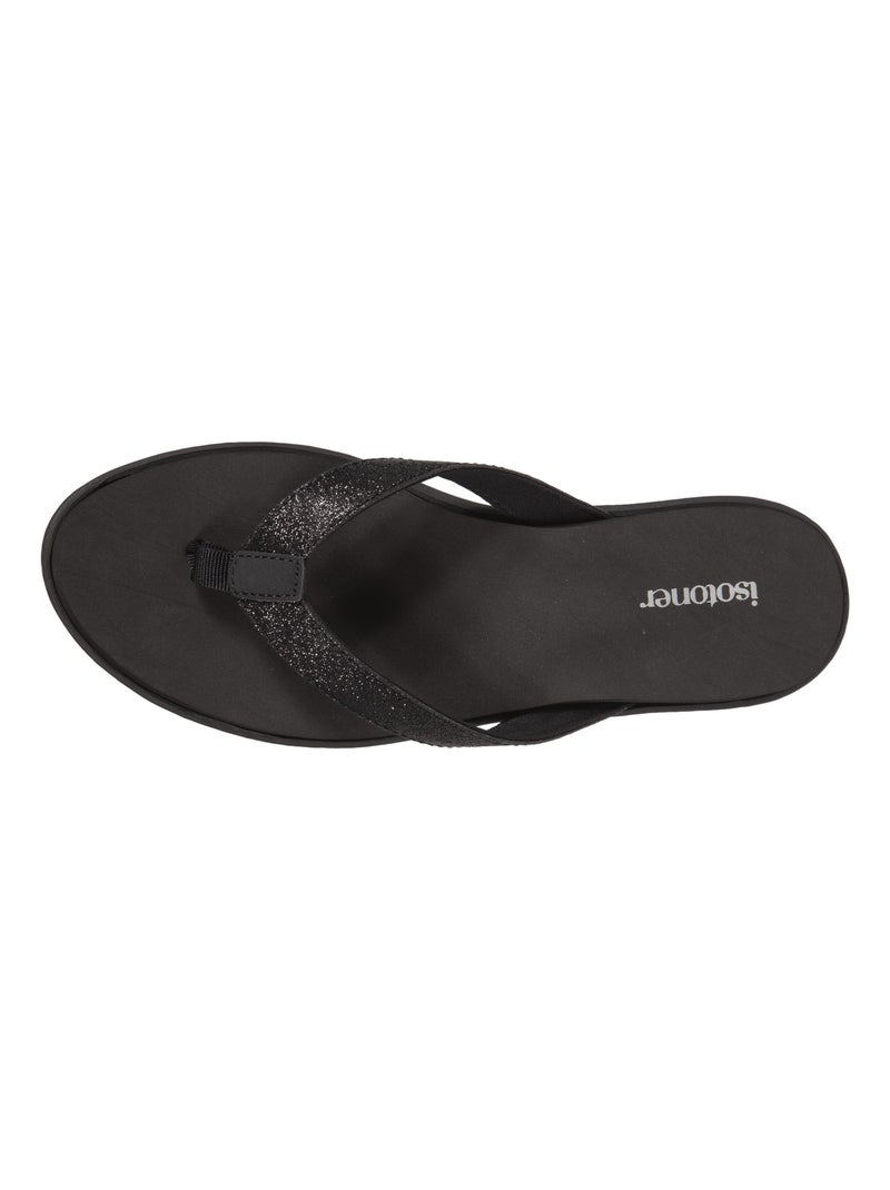 Tongs confortables et détail tiges à paillettes  Isotoner Noir - Kiabi