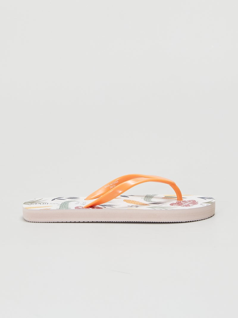 Tongs de plage Blanc/orange - Kiabi